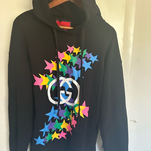 Gucci Black Hoodie with Vibrant Stars XL-unisex - Picture 1 of 9